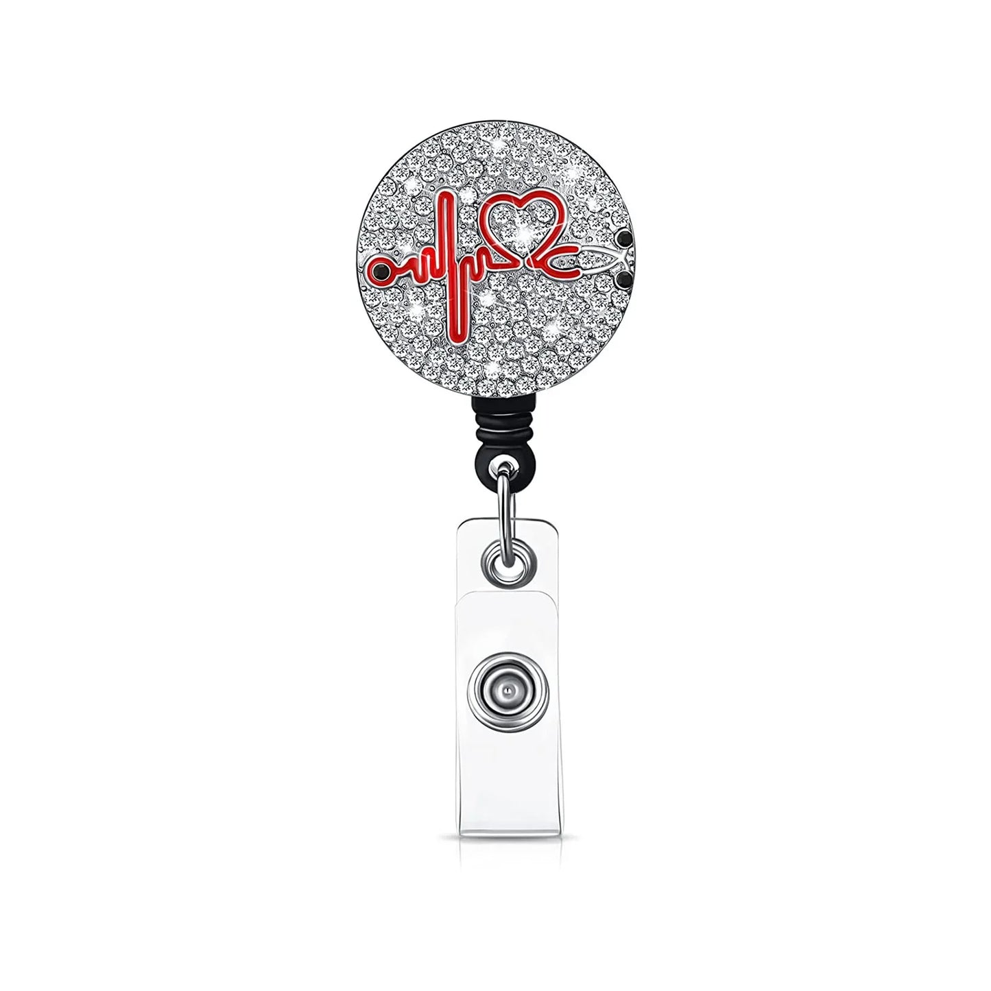 Rhinestone Retractable Nurse Style ID Badge Reel Holder