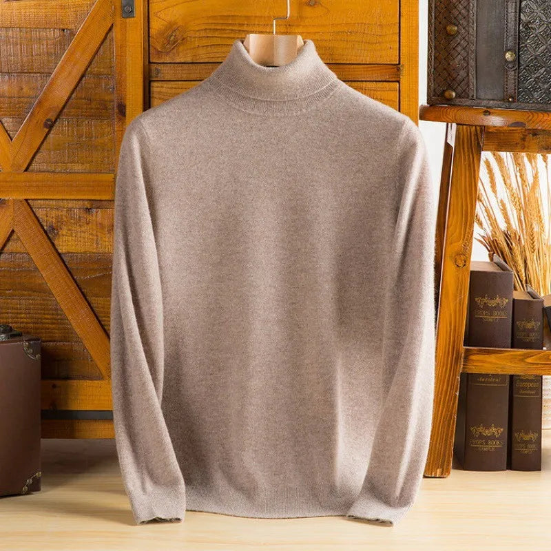 100% Pure Cashmere Wool Turtleneck Sweaters For Men