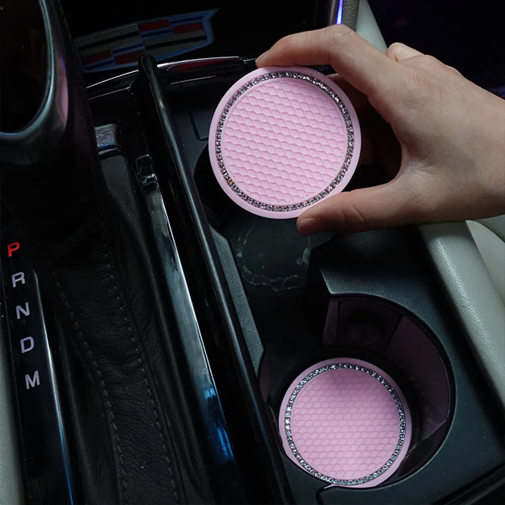 Car Non-slip Water Cup Pad with a Single Row of Bling