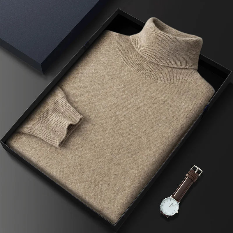 100% Pure Cashmere Wool Turtleneck Sweaters For Men