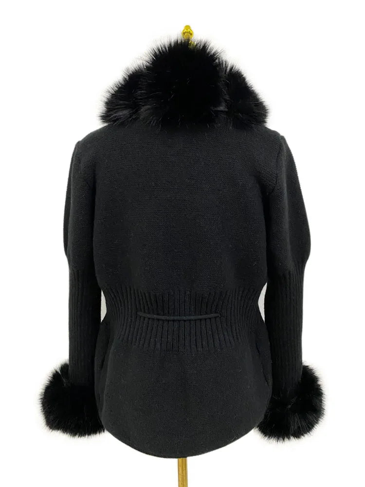 Luxury Fur Cardigan Knit Winter Sweater