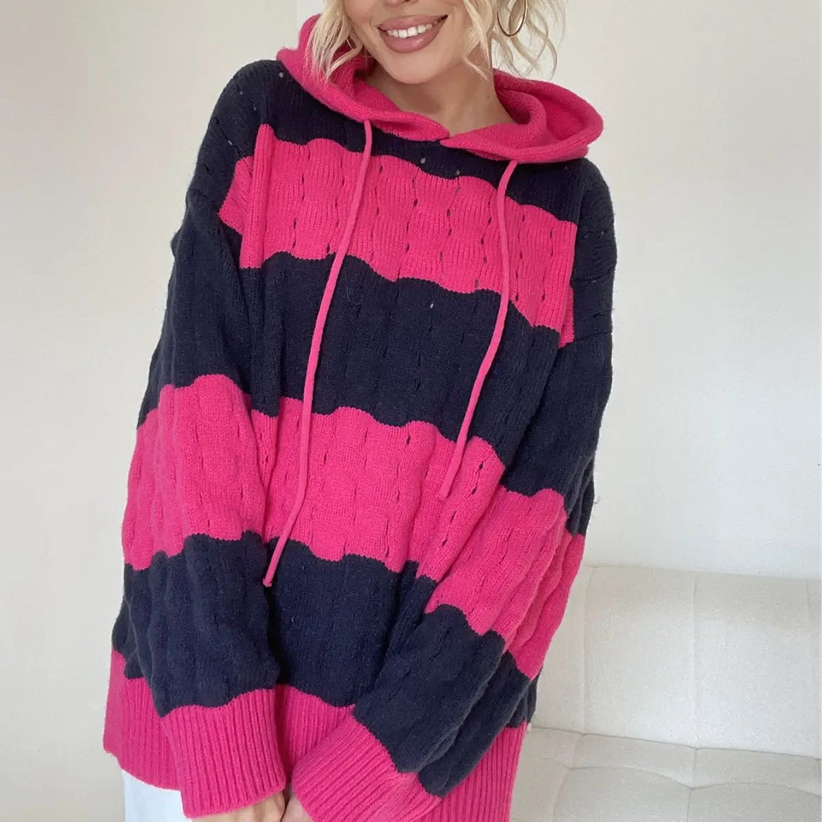 Knitwear Striped Sweater Hoodie