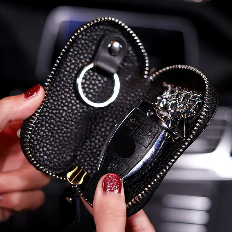 Bling Crystal Little Bee Leather Car Key Case and Drivers License Holder