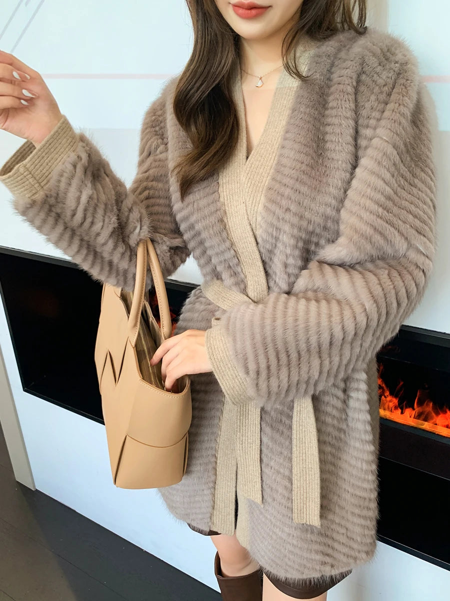 Natural Knitted Mink Fur Jackets