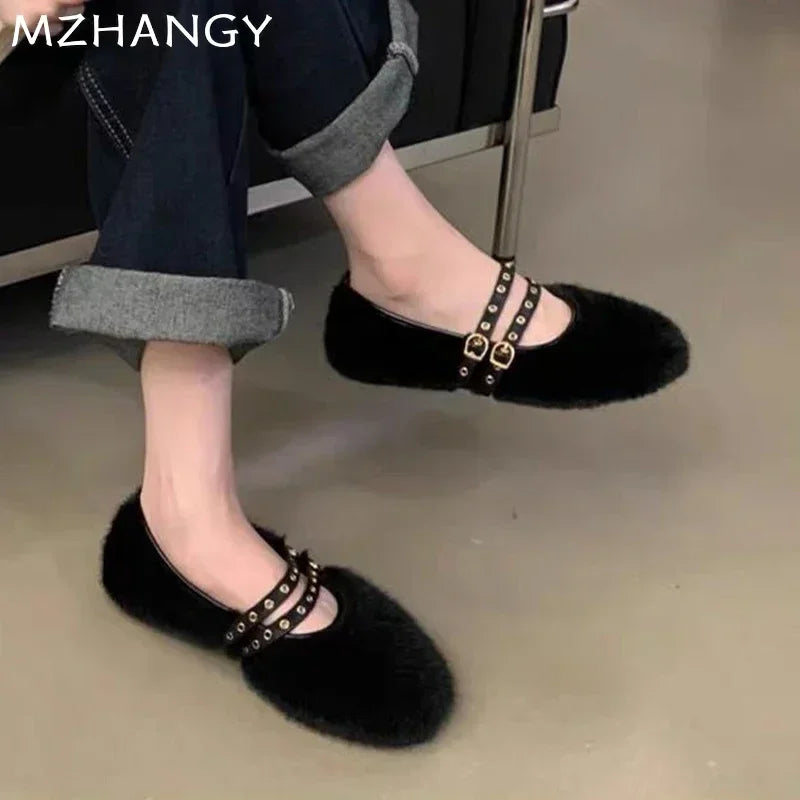 Fur Ballet Flats