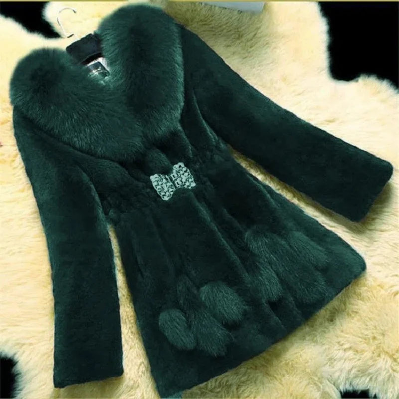 Med-length imitation mink fur jackets