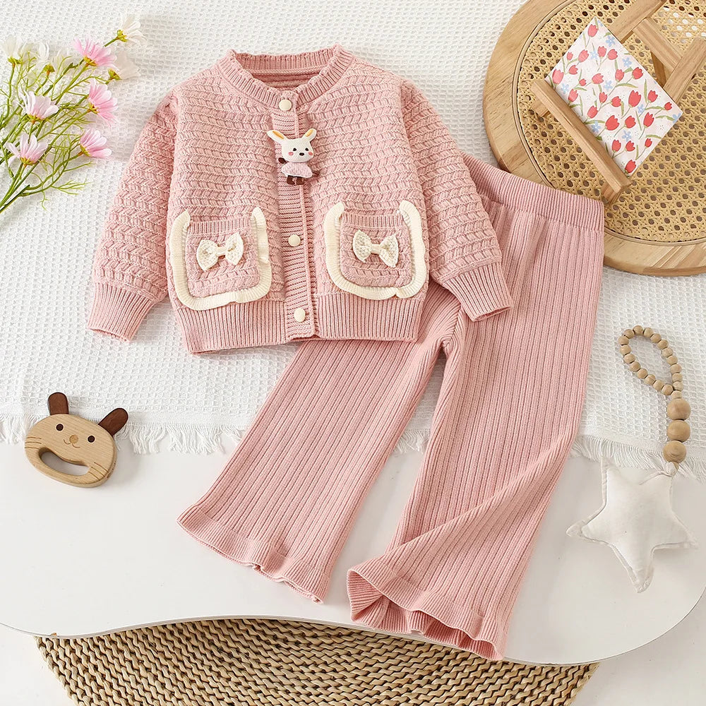 Girl Flower Knitted  2Pcs Set