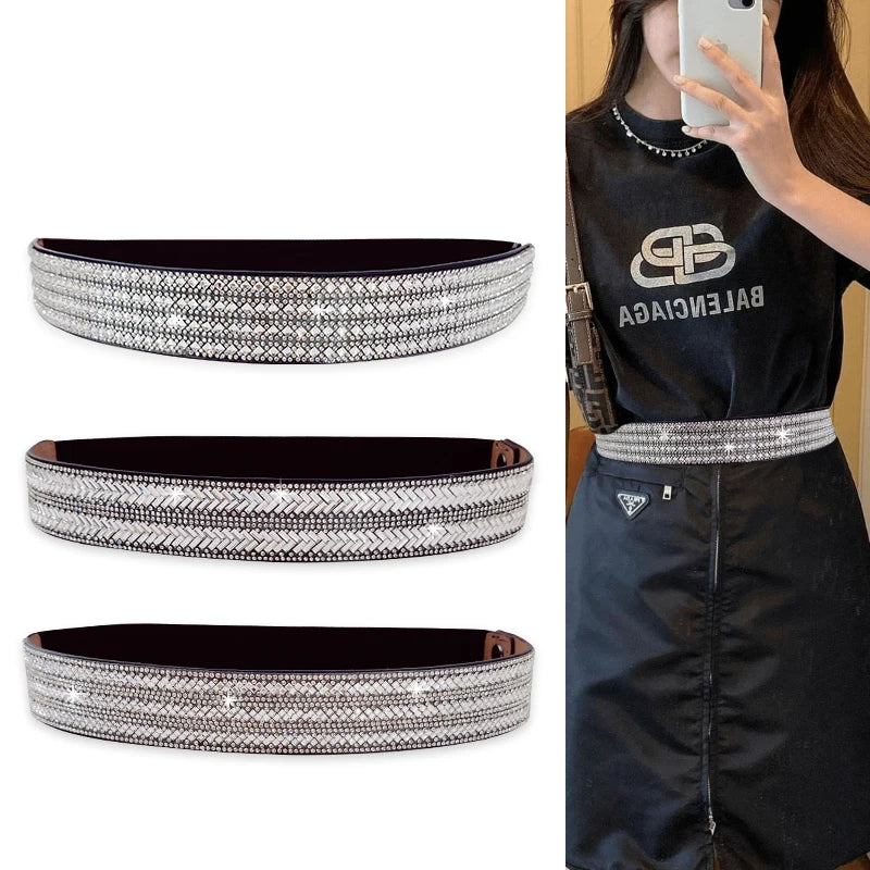 Shiny Rhinestone Elastic Corset Belt