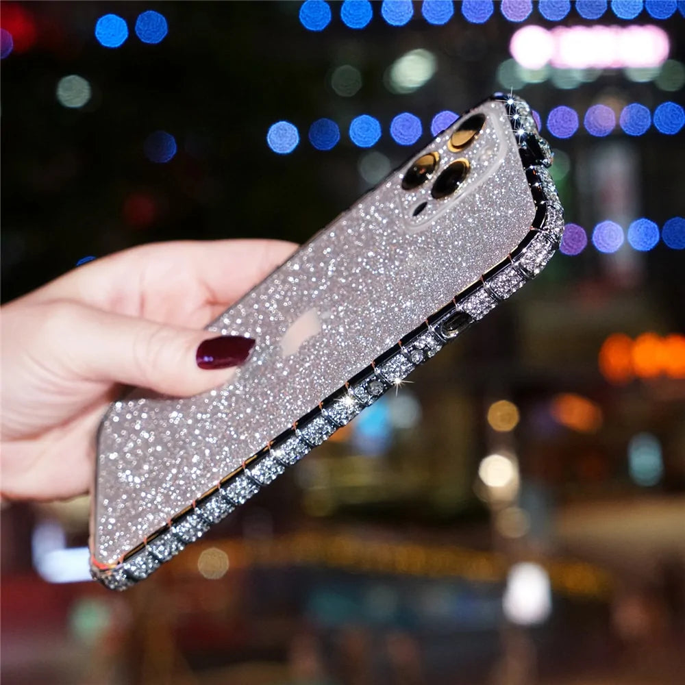 Rhinestone Metal Bumper Phone Cover For iPhone