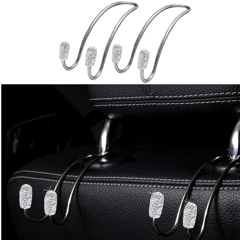 Rhinestone Car Seat Headrest Hanger Bag Hook